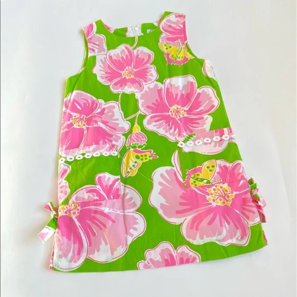 Lilly Pulitzer | Dresses | Lilly Pulitzer Girls Hibiscus Pinkgreen Shift  Dress | Poshmark